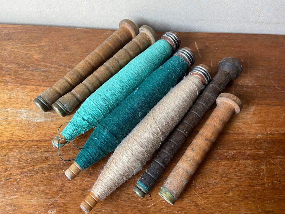 Antique Spools Wooden Spindles Vintage Bobbins of Thread Etsy