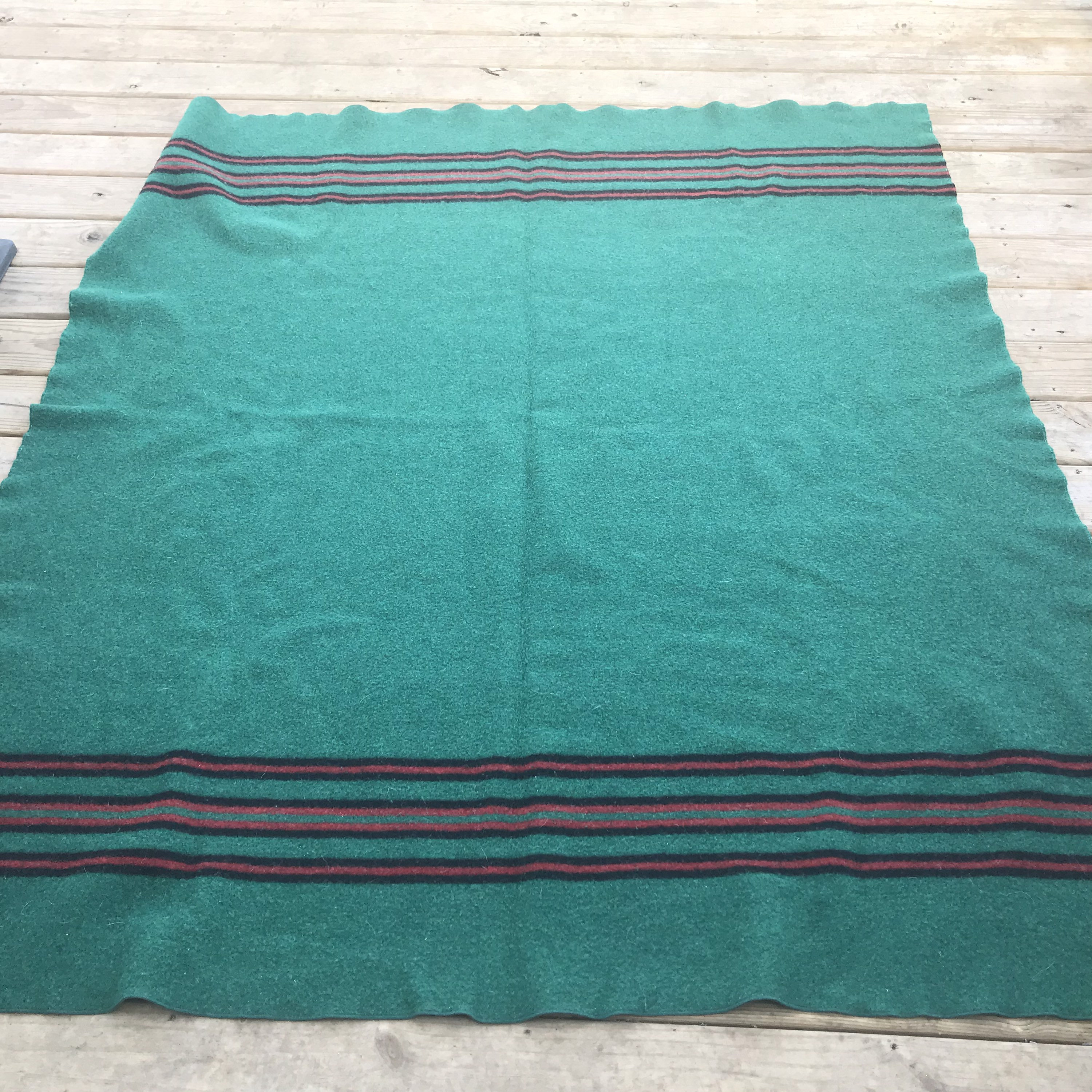 Green Wool Blanket Vintage Striped Wool Blanket Wool Throw Etsy