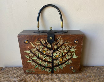 Enid Collins Box Purse, 1966, Money Tree III, Collectible Box Purse, Mid Century Box Purse, Collins of Texas, Vintage Satchel, Box Bag