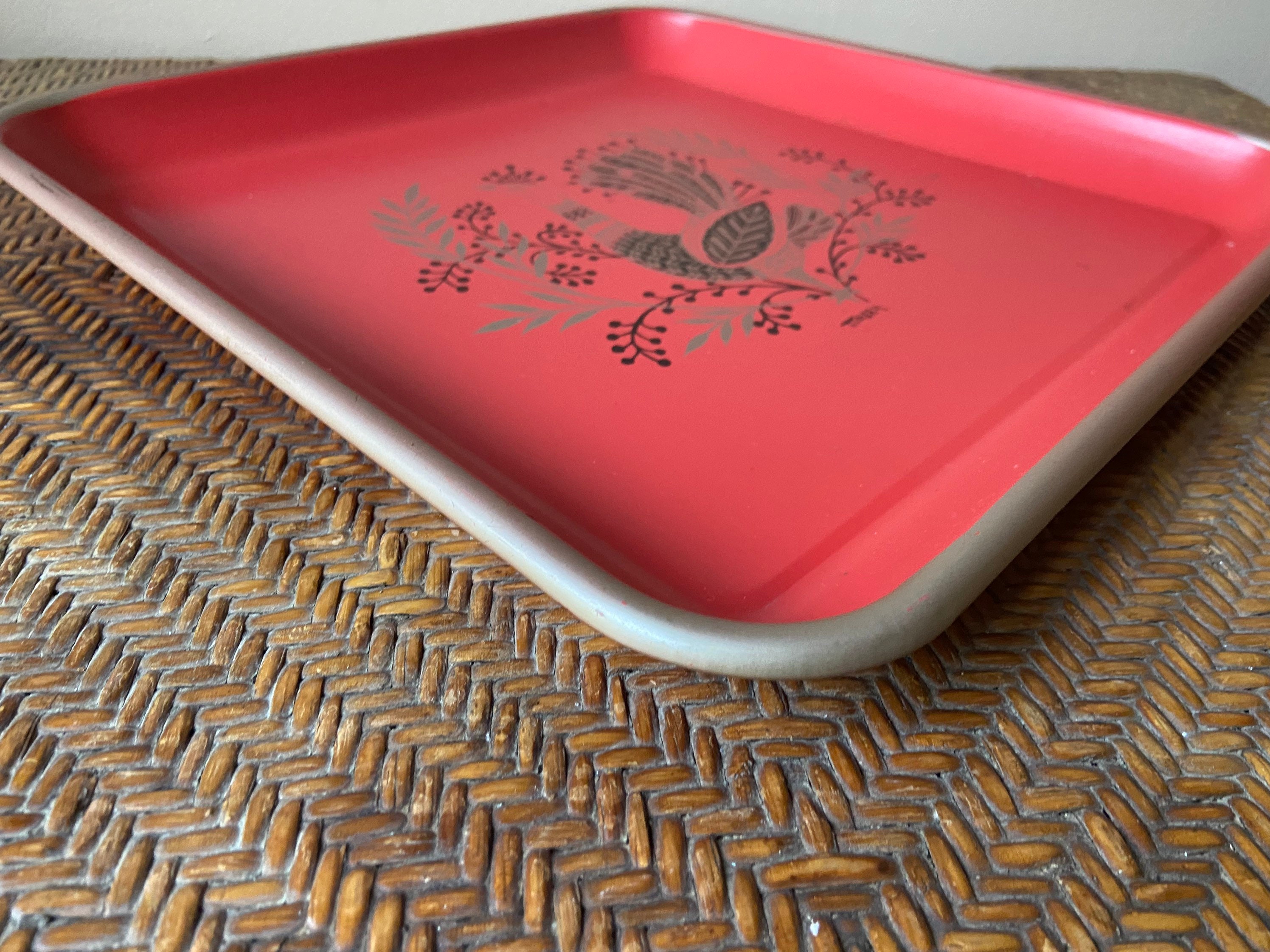 Mid Century Maxey Serving Tray Red MCM Metal Tray 1950's Etsy