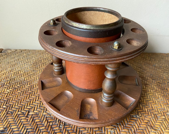 Wooden Pipe Rack, Rotating Pipe Stand, Vintage 1970's Tobacco. Lazy Susan Pipe Holder, Spinning