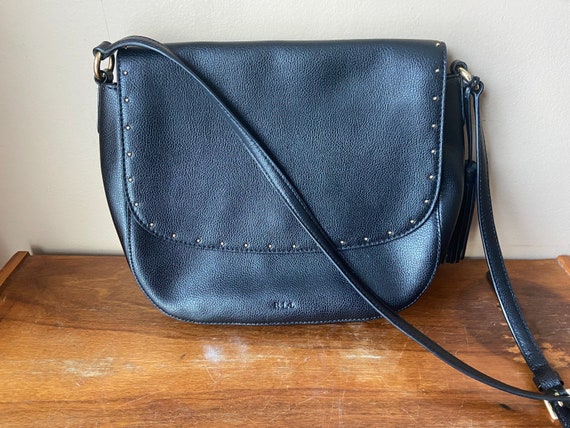 Ralph Lauren Cow Leather Shoulderbag Black Leather Crossbody 