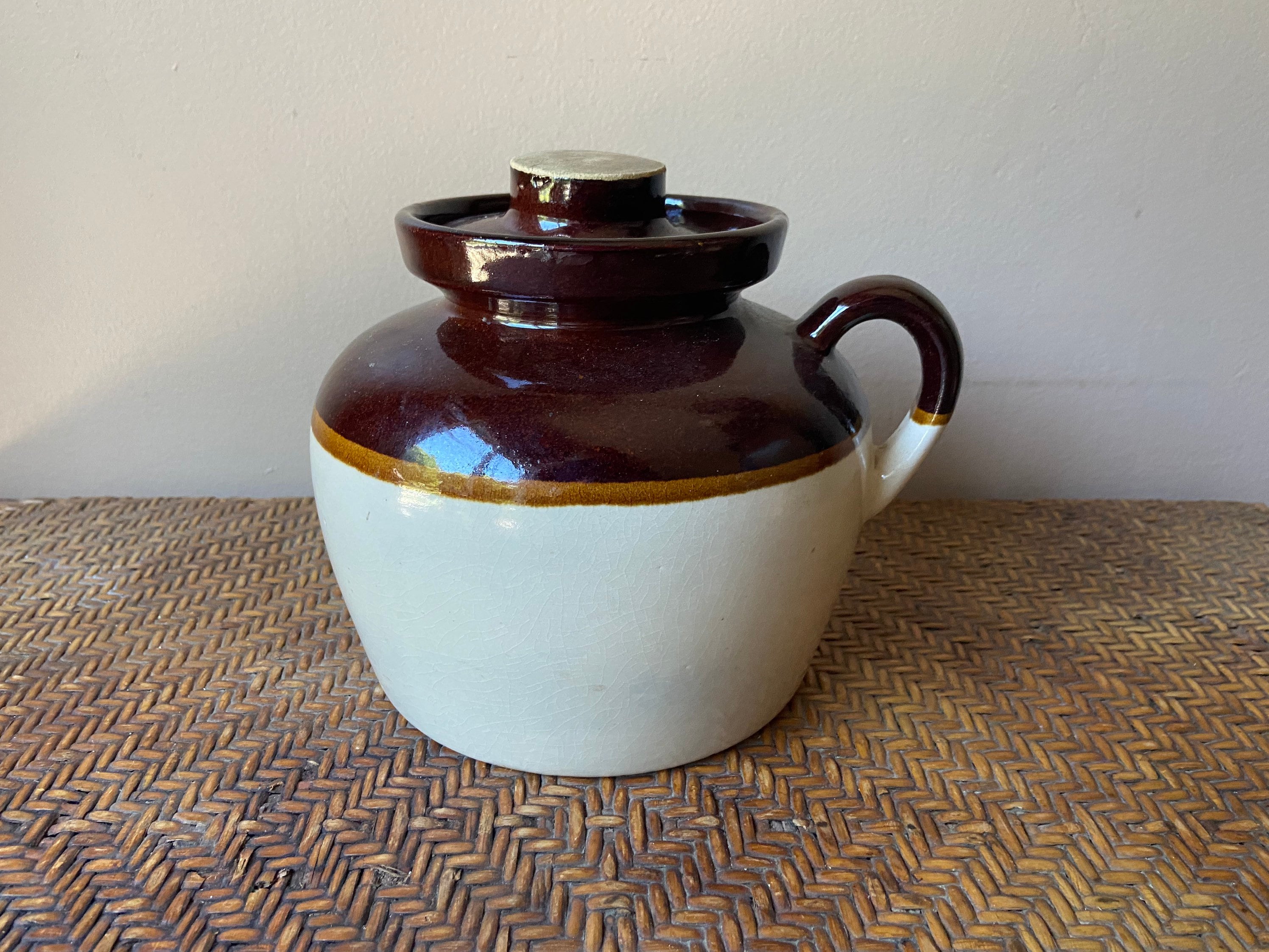 Kook 5.5-Qt Stoneware Bean Pot with Lid Large Pot for Cooking Boston Baked  Beans 