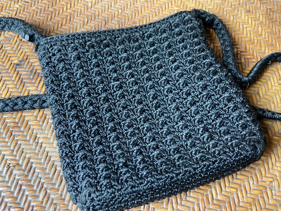 The Sak Bag Vintage Small Shoulderbag Black Knit Crossbody Purse