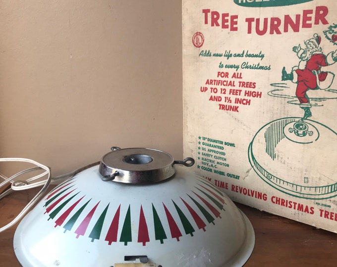Vintage Holly Time Electric Rotating Musical Christmas Tree Stand