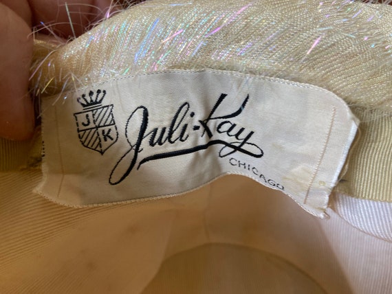 Mid Century Pillbox Hat, Julie Kay, Cream Colored… - image 9