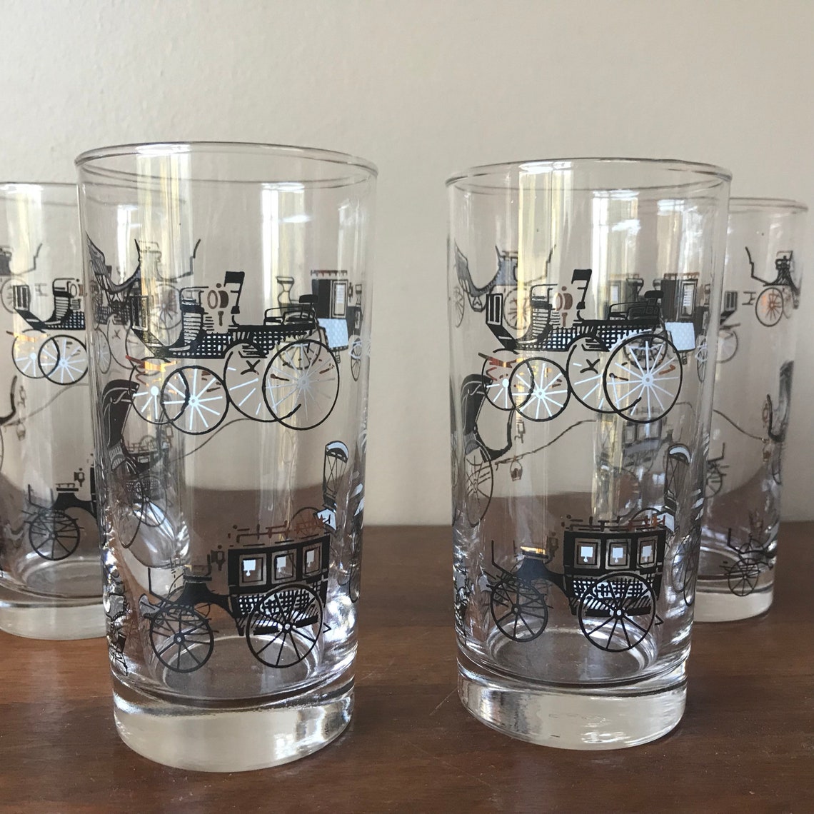 Libbey Antique Car Glasses Set of 6 Collins Cocktail Etsy