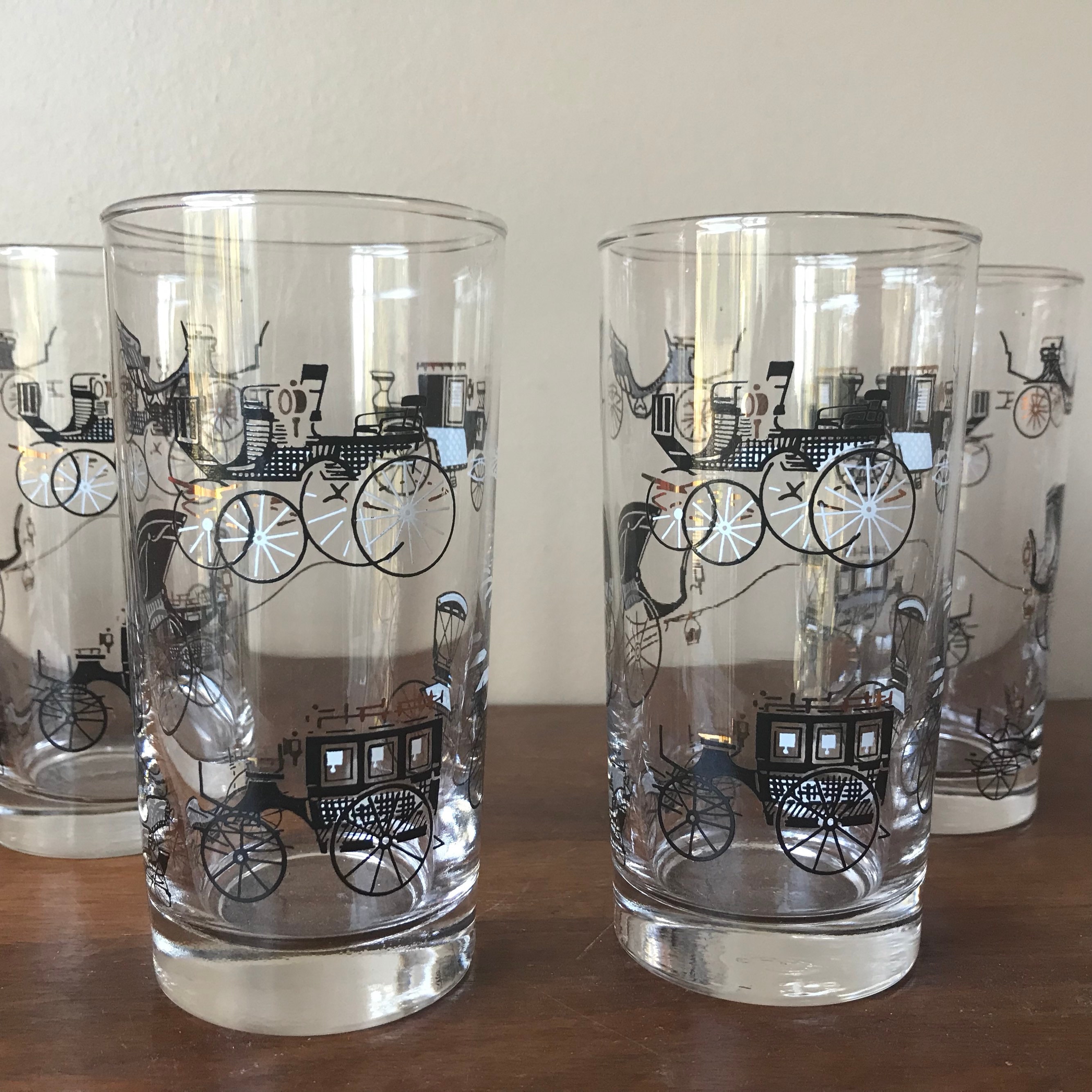 Libbey Antique Car Glasses Set of 6 Collins Cocktail Etsy