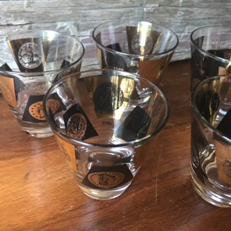 Cera Glass Company Shot Glasses Set of 6 Mid Century Black Etsy