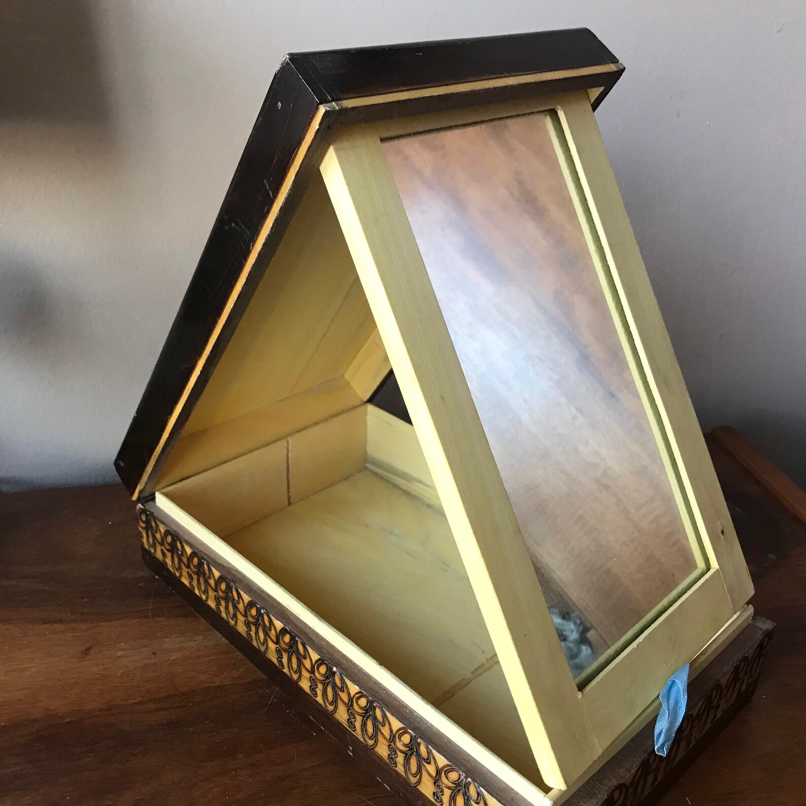 Hand Carved Wooden Vanity Box Alpine Themed Swiss Alps Etsy