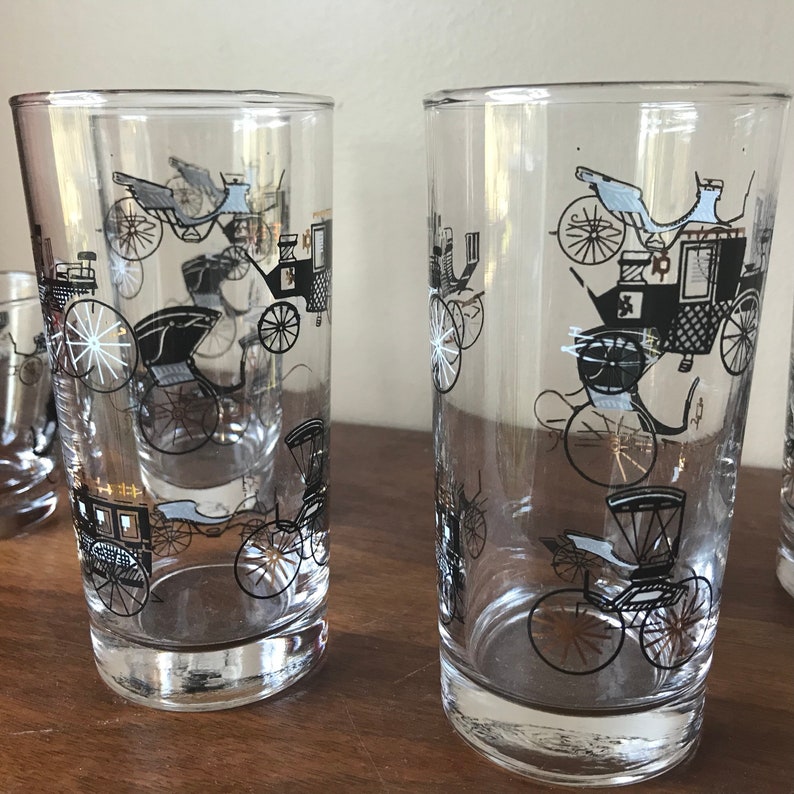 Libbey Antique Car Glasses Set of 6 Collins Cocktail Etsy
