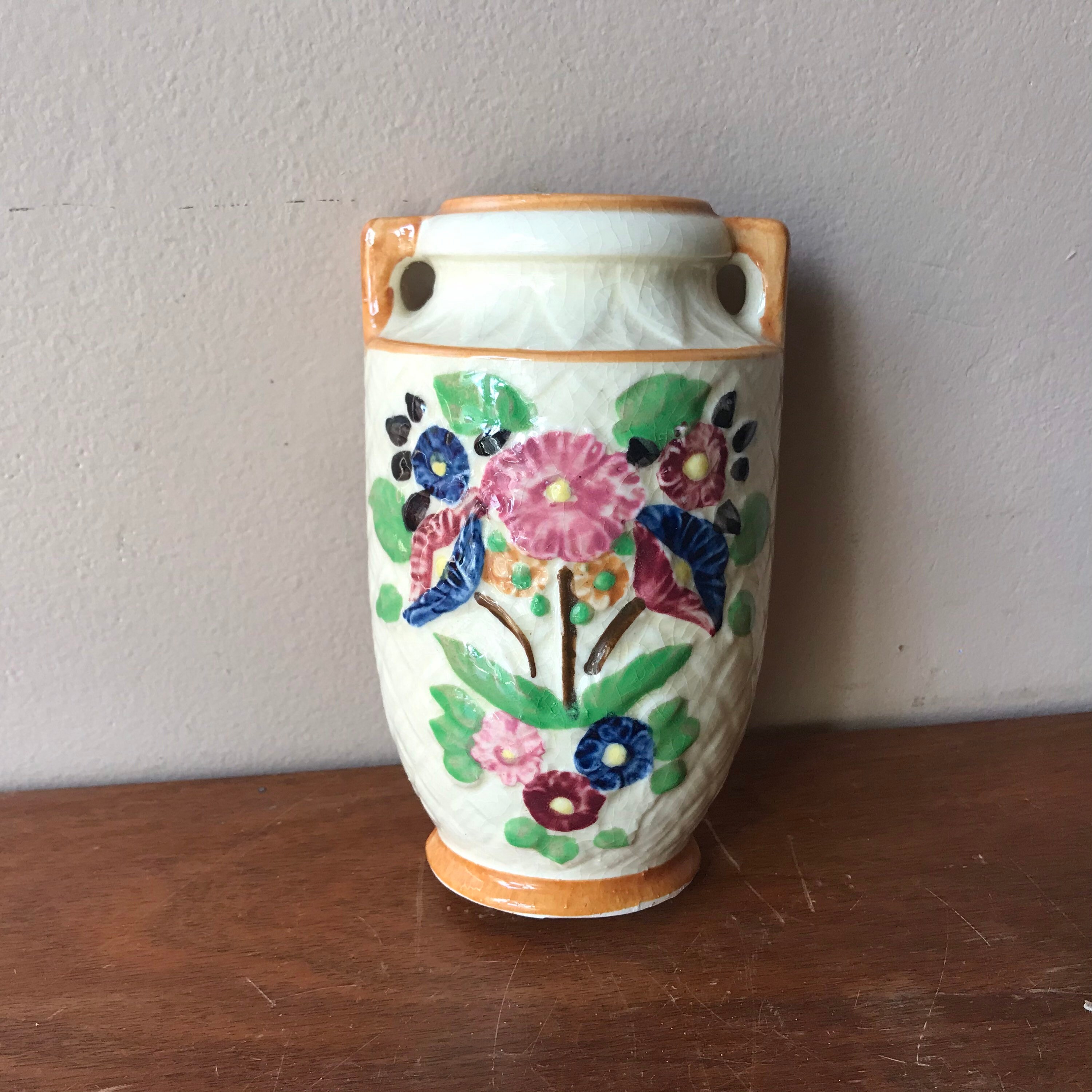 Ceramic Wall Pocket Vase Mid Century Japan Ceramic Vase Etsy