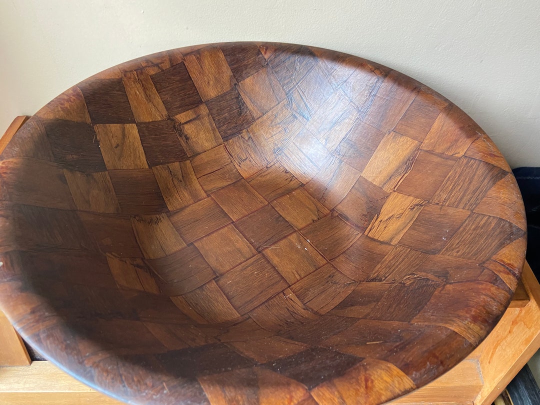 XXL 1960s Weavewood Salad Bowls, Extra Large Vintage Bowl, Servingware, Retro Dining, Catering