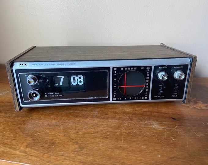 Flip Number Clock Radio, ID Electronics, Electric Alarm Clock, AM FM