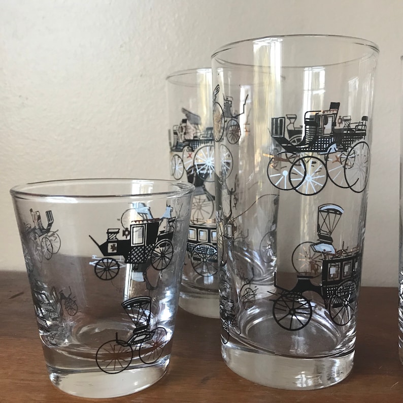 Libbey Antique Car Glasses Set of 6 Collins Cocktail Etsy