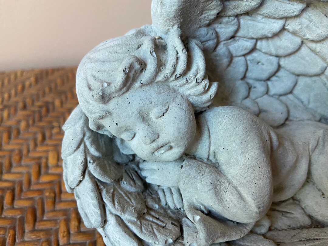 Concrete Angel Statue Outdoor Garden Decor Garden Cherub Etsy