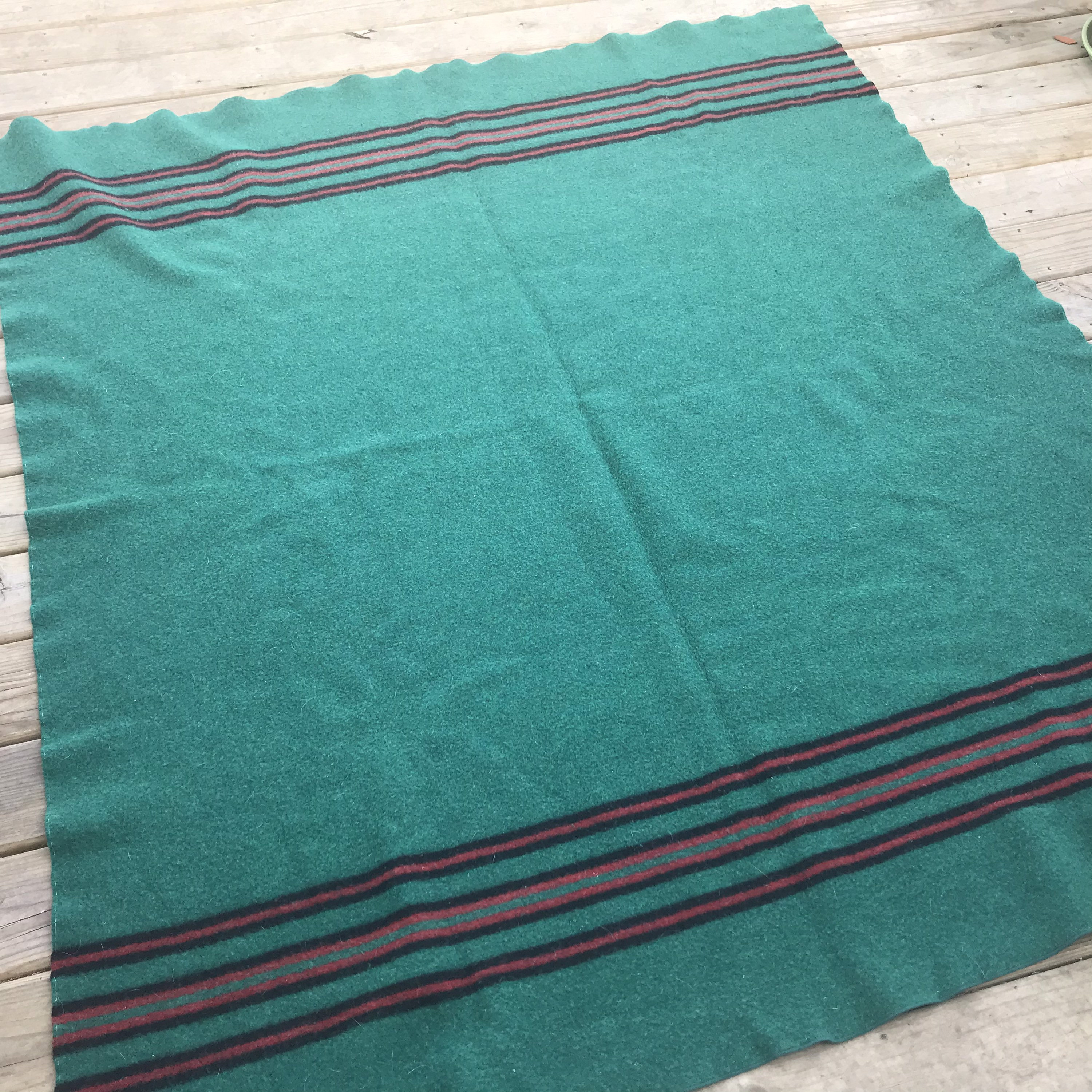 Green Wool Blanket Vintage Striped Wool Blanket Wool Throw Etsy