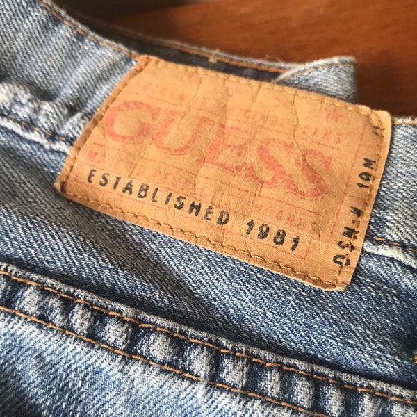 Men’s Guess Jeans, Size 34, Vintage Guess Jeans, Distressed Bootcut Jeans, Zipper Fly Jeans, 90's Jeans