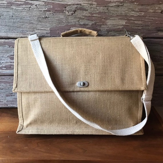 burlap messenger bag