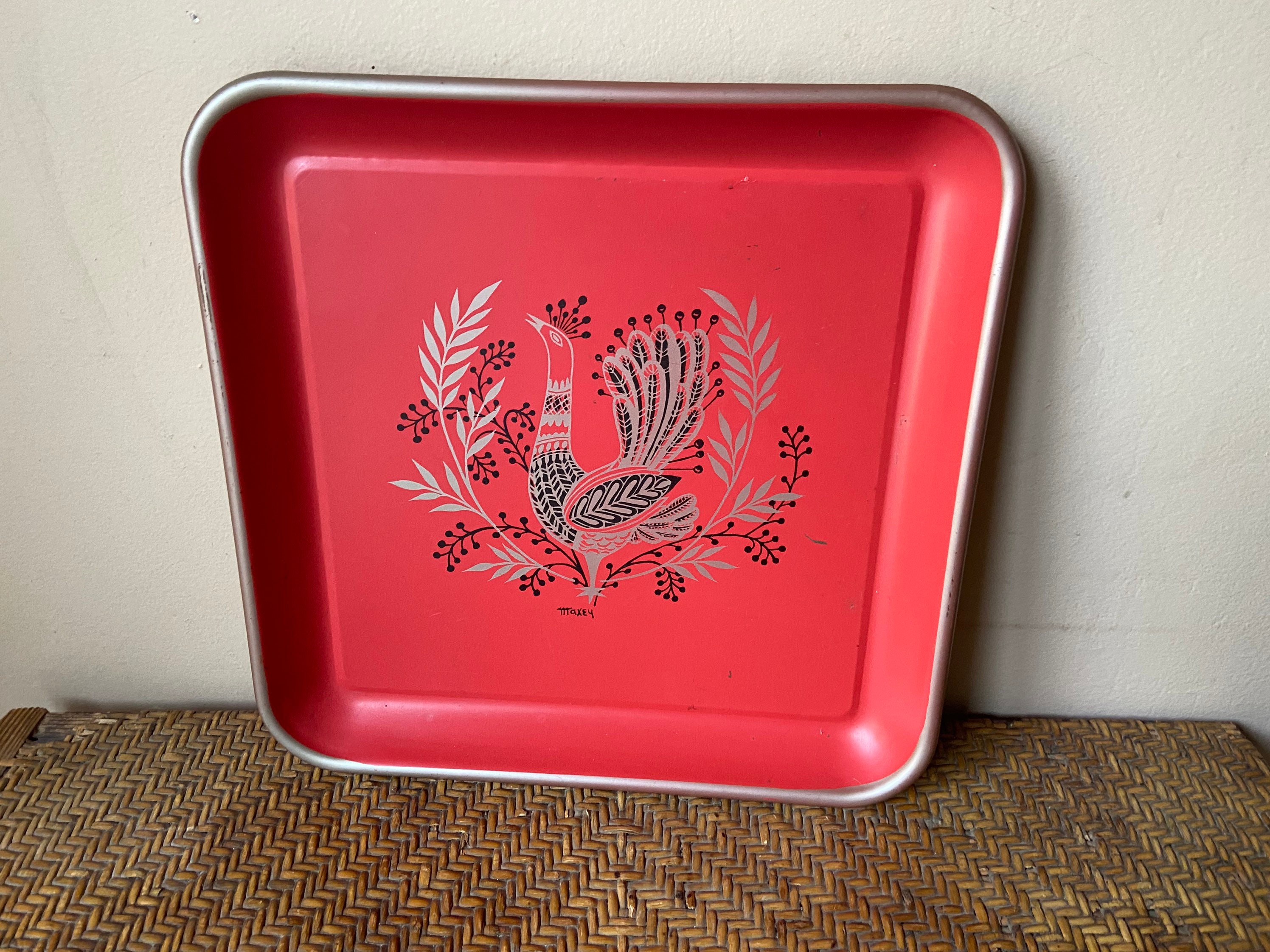 Mid Century Maxey Serving Tray Red MCM Metal Tray 1950's Etsy