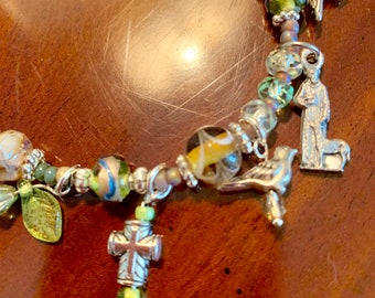 ST. Francis of Assisi themed charm bracelet FREE SHIPPING