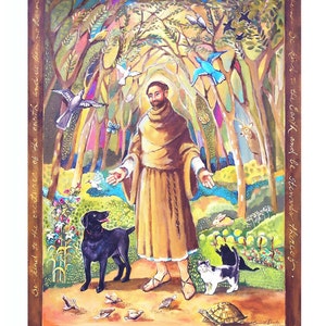 St. Francis of Assisi--blank greeting card, 4x5 , package of 3. FREE SHIPPING