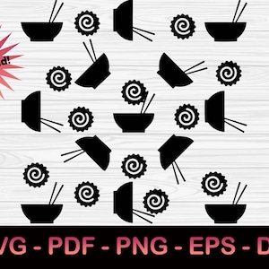 Ramen pattern SVG (svg, pdf, png, eps, dxf) Digital Download