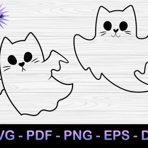 Ghost Cat Bundle SVG | Halloween Ghost Kitties (svg, pdf, png, eps, dxf) Digital Download