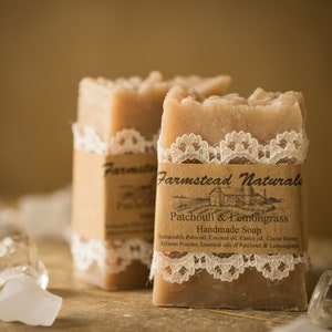 Patchouli & Lemongrass Handmade Soap, Shampoo bar, Homemade soap, Alkanet root, Essential oils