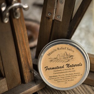 Muscle Relief Salve, Sore Muscle Balm, Warming Lotion, Handmade, Natural, Pain Relief, Arthritis relief, Massage