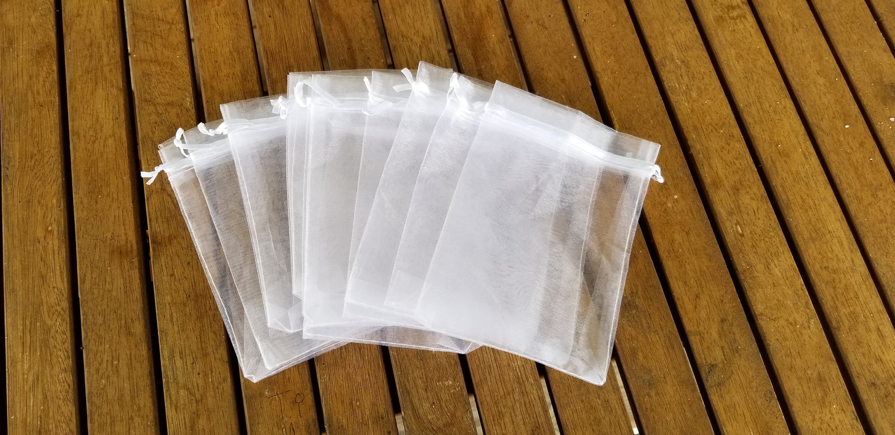 White Organza Favor Bags, Satin Drawstring, 10x15cm White Organza Favor Bags, Satin Drawstring, 10x15cm
