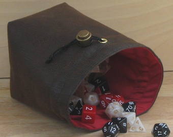 Borsa per dadi in pelle vegana, grande astuccio con coulisse, gioco di ruolo