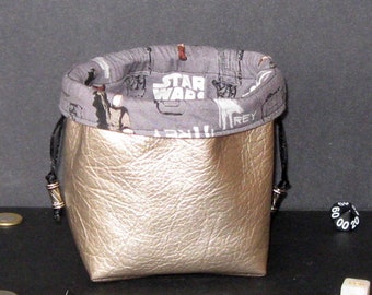 Star Wars Dice Bag, Gold Pleather, Large D&D Drawstring Pouch
