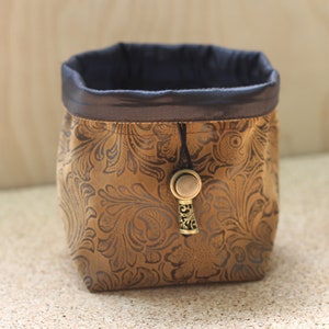 Embossed Vegan Leather Dice Bag, Large Dice Tile Game Bag, Drawstring Bag of Holding,  RPG, Dungeons and Dragons, D&D