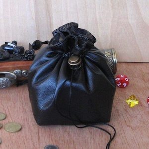 Large Leather Dice and Tile Bag, Medieval Money Coin Pouch, Drawstring Bag of Holding, Dungeons and Dragons Dice Bag, RPG Dice Bag
