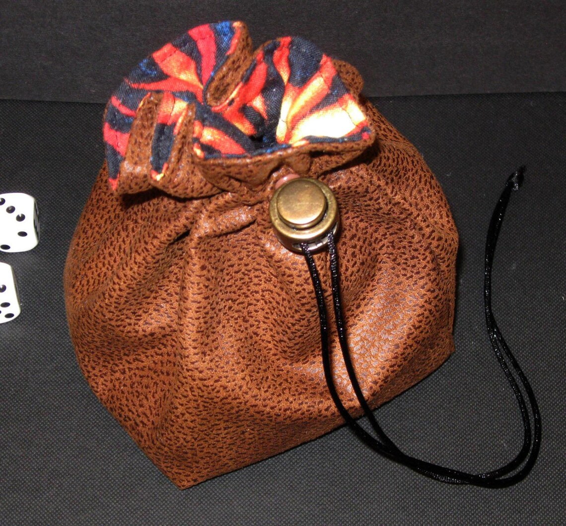 Large Leather Dice Bag Drawstring Pouch RPG Dice Bag Etsy