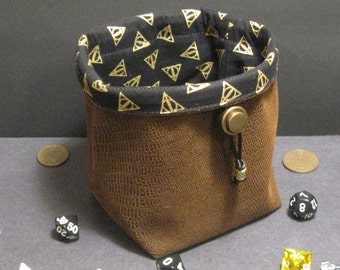 Deathly Hallows Vegan Leather Dice Bag, Drawstring Pouch