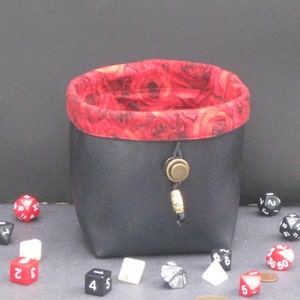 Red Roses Dice Bag, Large Leather Bag of Holding, Dungeons and Dragons Dice Bag, Money Bag, RPG, Cosplay, D&D, D20 Dice Bag, Dice Tile Game