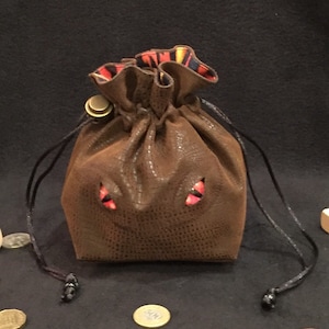 Monster D&D Dice Bag, Drawstring Tarot Bag, Large Leather Bag of Holding, Gift for Gamers, Dungeons and Dragons Dice Bag, RPG Dice Bag