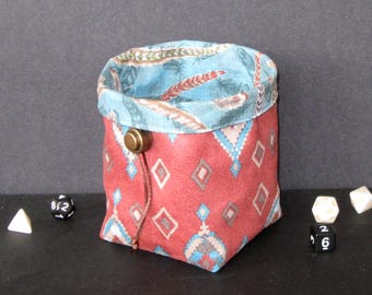 Borsa per dadi in pelle scamosciata vegana, custodia con coulisse D&D con motivo rosso
