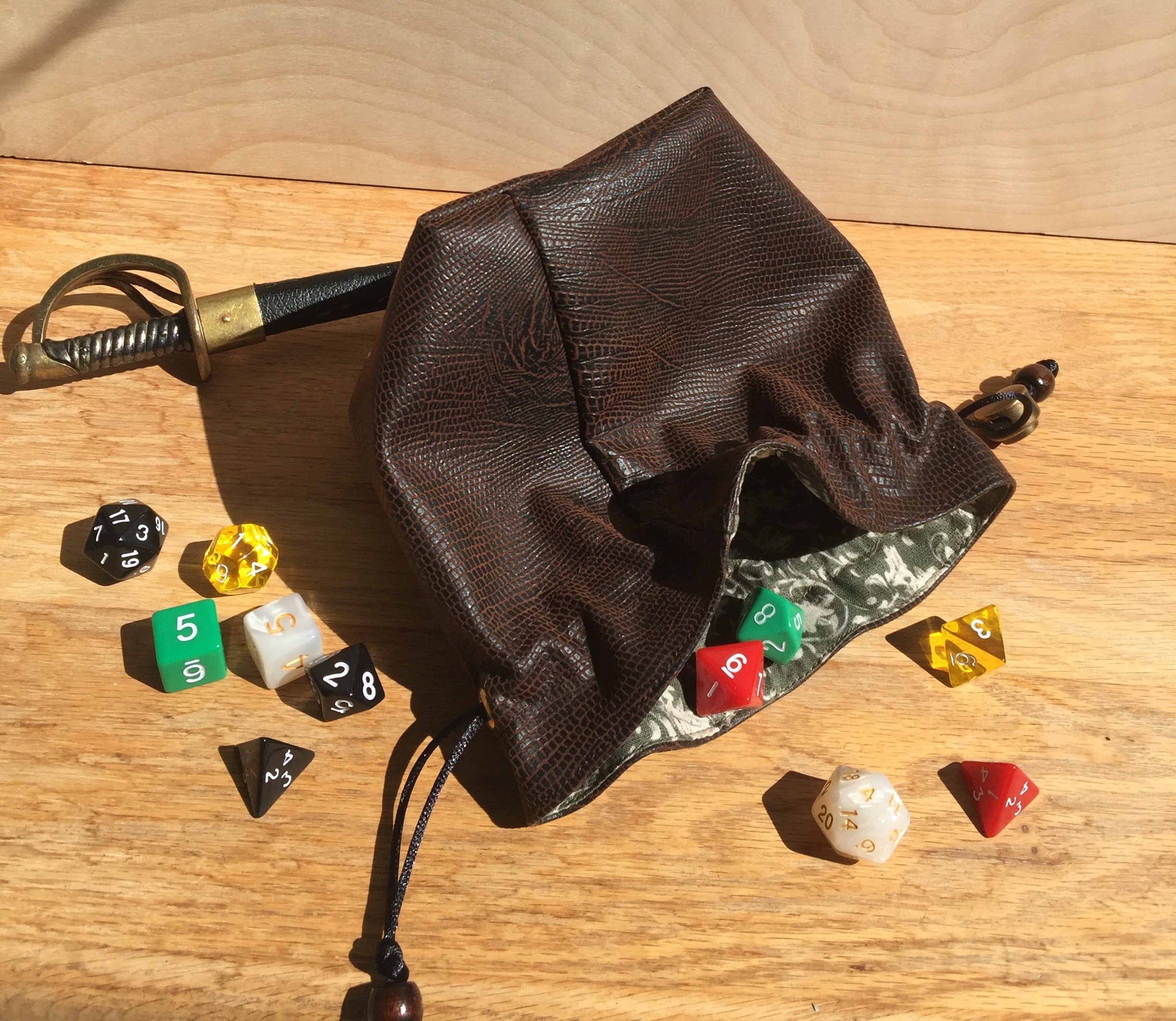 Large Canvas Drawstring Dice Bags Role Playing DND RPG D20 Games Embroidered Bag 