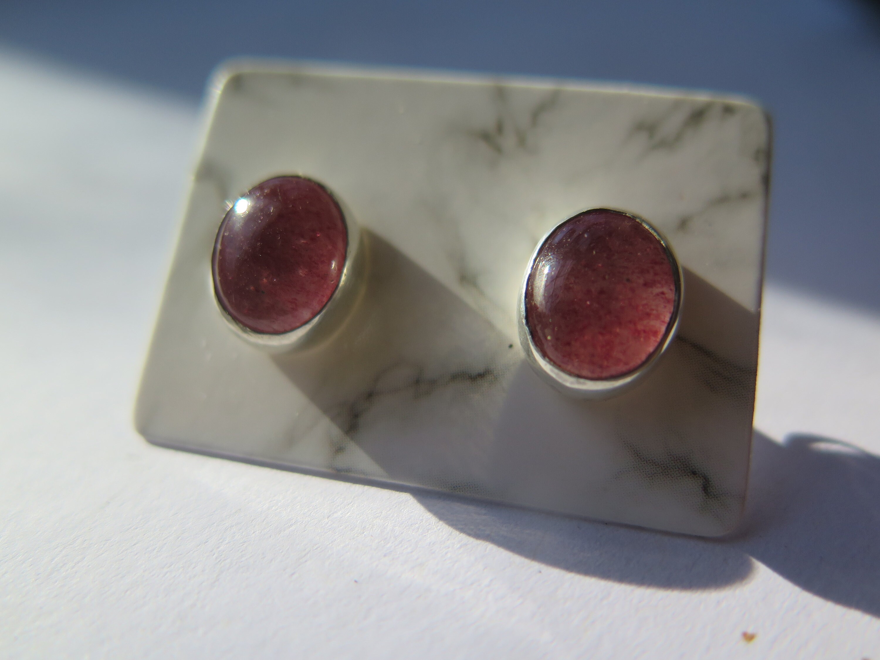 Strawberry Quartz Sterling Silver Earrings Etsy UK