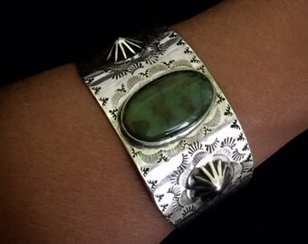 Royston Turquoise Concho Stamped Cuff