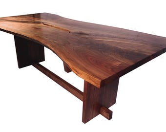 Solid black walnut dining table