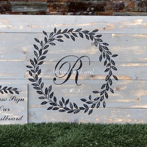 Custom Wooden Guest board, Custom Wooden Guestbook, Rustic Wedding Sign, Sign in Table, Wreath design.