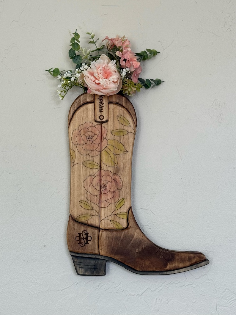 Rustic Boot Decor Wood Cowgirl Boot, Western Decor, Personalized Boot Art - Etsy