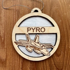 Personalized Fighter Jet Ornament, Wood Jet Ornament, Aviation Gift, Pilot Christmas Ornament, Pilot Gift, Squadron Gift