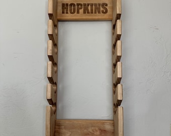 Personalized Rustic Wood Cap Rack: Hat Organizer, Wall Art Storage