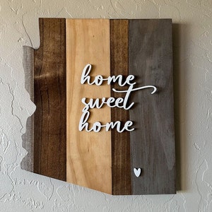 Personalized Wood State Sign: Rustic Family Name Cutout (14x14 inches)
