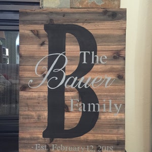 Custom Wood Family Name Sign: Hand-Painted, Established Date